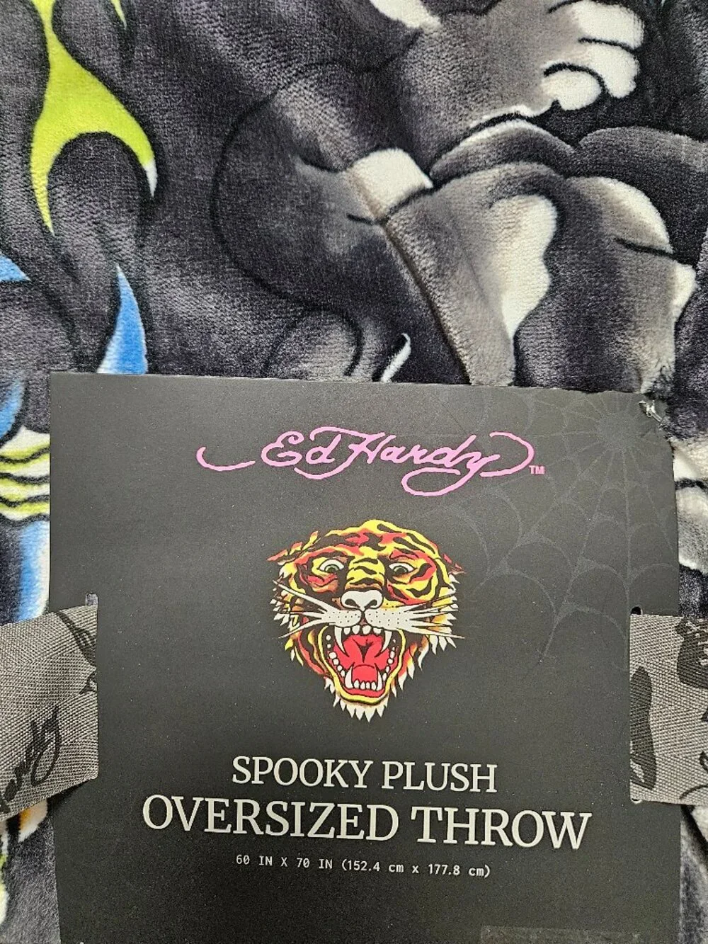 Ed Hardy Halloween Black Panther Throw Blanket 50x70 New with Tags